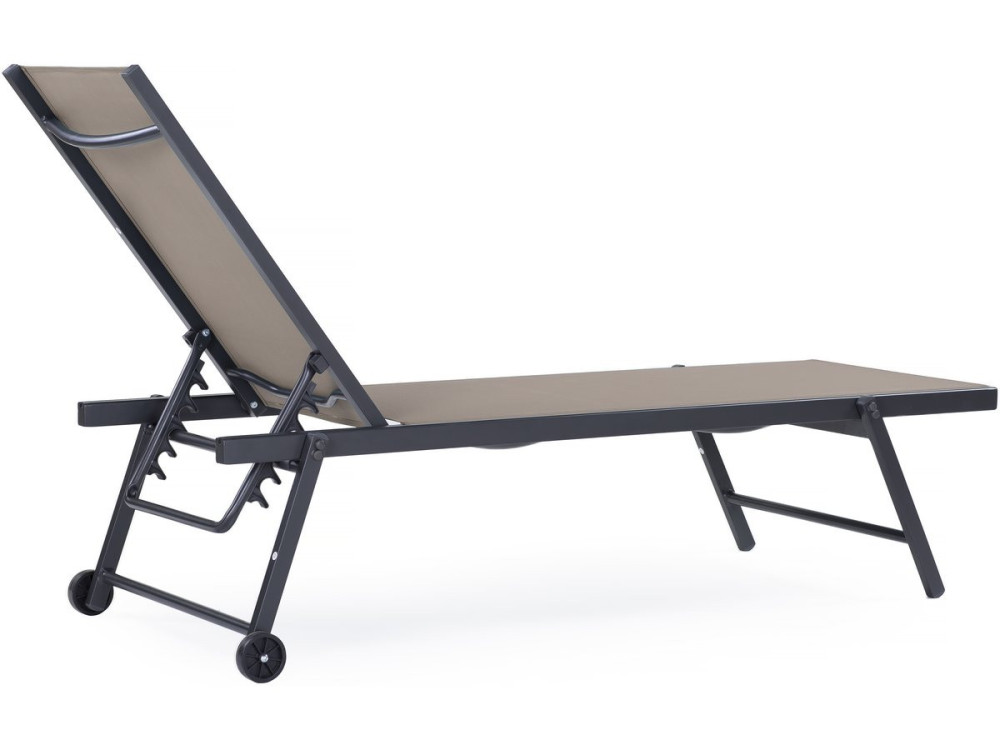 Set van 2 textielen aluminium ligstoelen "Jolia" - Donkergrijs / Taupe