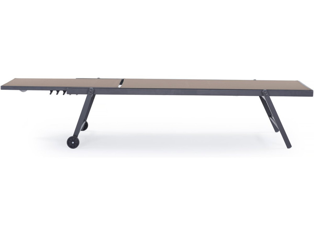 Set van 2 textielen aluminium ligstoelen "Jolia" - Donkergrijs / Taupe