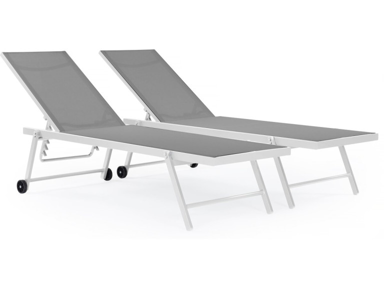 Ligbed set 2 stuks tuin ligstoel verstelbaar aluminium textiel "Jolia" - Grijs / Wit