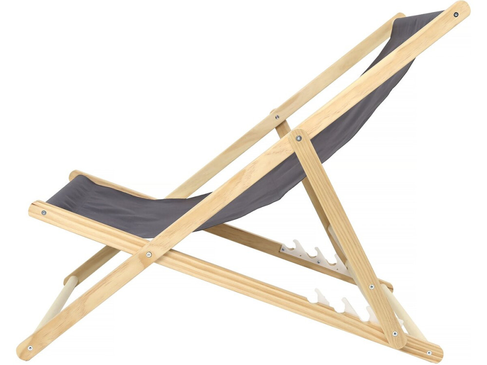 Strandstoel set 2 houten tuinstoelen canvas "Chilienne" - 107 x 56.5 x 81 cm - Grijs