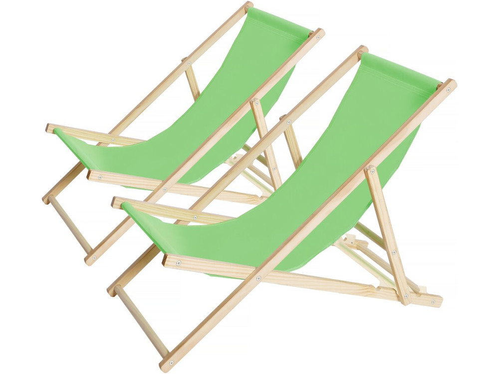 Strandstoel set 2 houten tuinstoelen canvas "Chilienne" - 107 x 56.5 x 81 cm - Groen