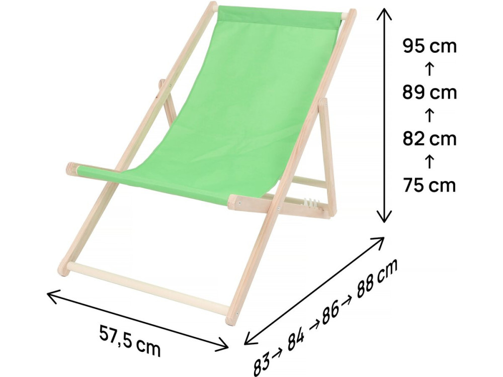 Strandstoel set 2 houten tuinstoelen canvas "Chilienne" - 107 x 56.5 x 81 cm - Groen