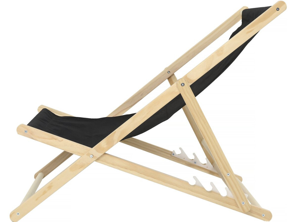 Set van 2 houten ligstoel "Chilienne" - 107 x 56,5 x 81 cm - Zwart