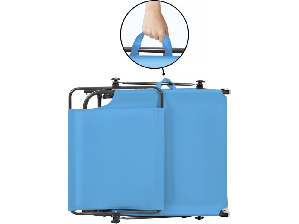 Ligbed ligstoel inklapbaar "Lazy" - Met zonnescherm luifel - Blauw