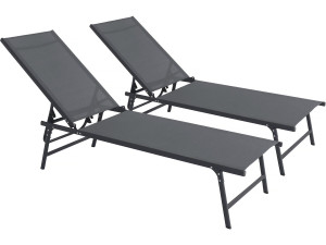 Set van 2 metalen ligbedden "Sublima" - 180 x 54 x 104 cm - Antraciet