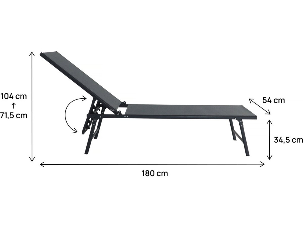 Set van 2 metalen ligbedden "Sublima" - 180 x 54 x 104 cm - Antraciet