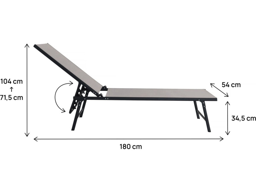 Set van 2 metalen ligbedden "Sublima" - 180 x 54 x 104 cm - Taupe
