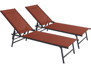 Set van 2 metalen ligbedden "Sublima" - 180 x 54 x 104 cm - Terracotta