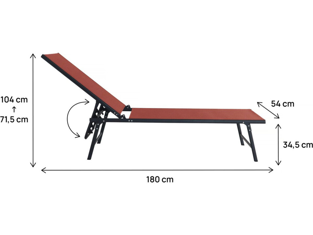 Set van 2 metalen ligbedden "Sublima" - 180 x 54 x 104 cm - Terracotta