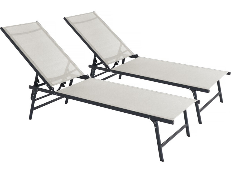 Set van 2 metalen ligbedden "Sublima" - 180 x 54 x 104 cm - Beige