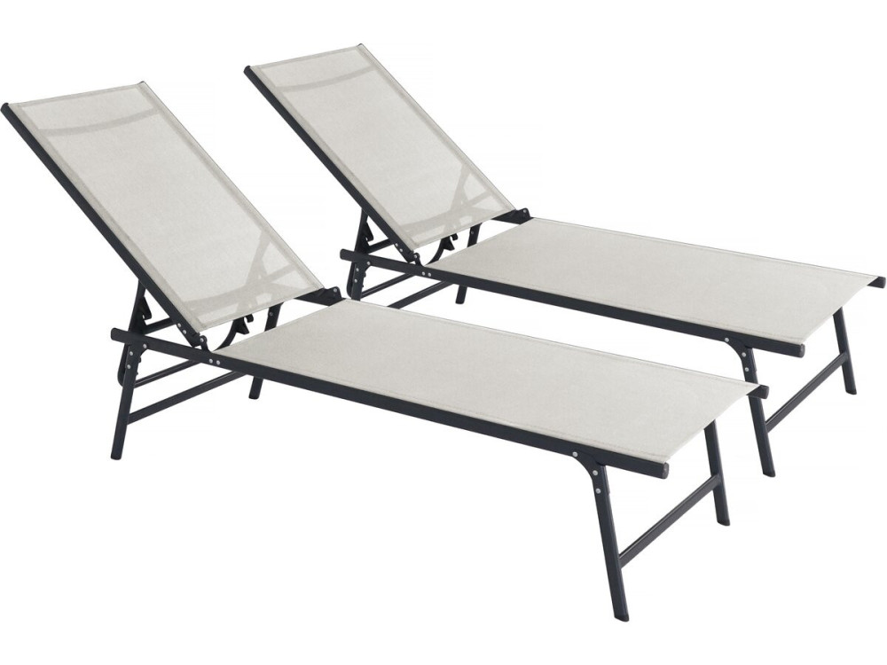 Set van 2 metalen ligbedden "Sublima" - 180 x 54 x 104 cm - Beige