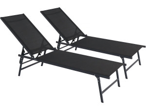 Set van 2 metalen ligbedden "Sublima" - 180 x 54 x 104 cm - Zwart