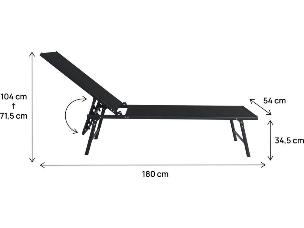 Set van 2 metalen ligbedden "Sublima" - 180 x 54 x 104 cm - Zwart