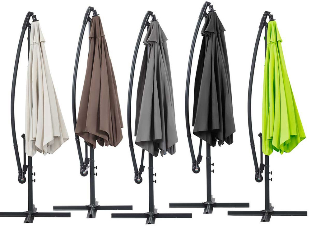 Parasol vrijhangend tuin zweefparasol Aluminium "Ilios" - Rond - Ø 3 m - Grijs