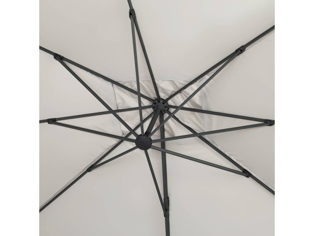 Parasol vrijhangend tuin zweefparasol Aluminium "Sun 3" - Vierkant - 3 x 3 m - Ecru - Inclusief parasolvoet tegel / parasoltegel
