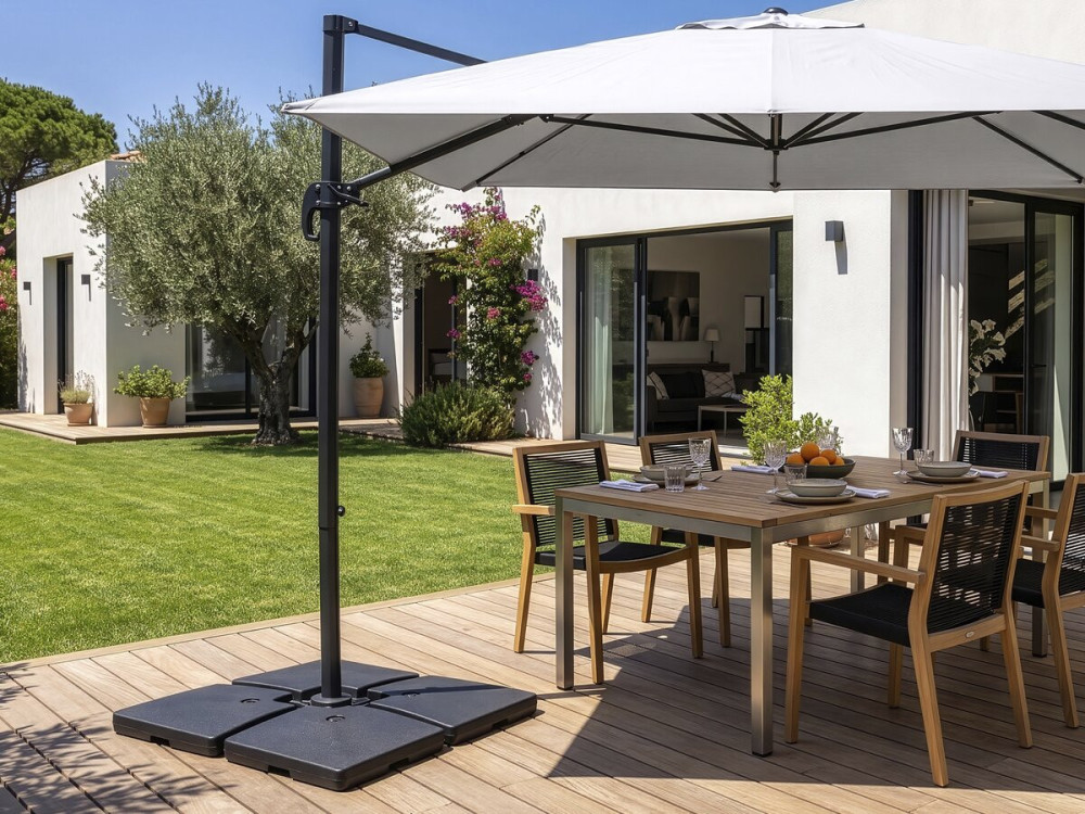 4 parasolvoeten voor grote parasol vrijhangend tuin zweefparasol  - 4 x 3 m - 104 kg - Zwart