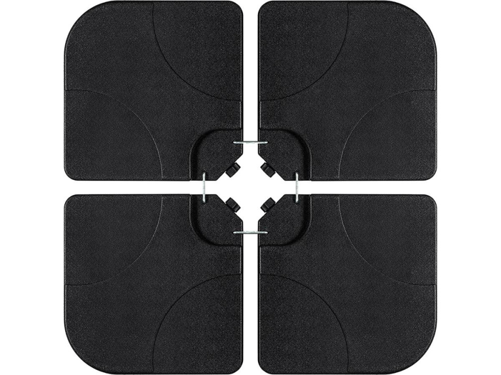Parasolvoet set 4 parasoltegels vulbaar voor parasols tot 3 x 3 m - 52 liter - Zwart