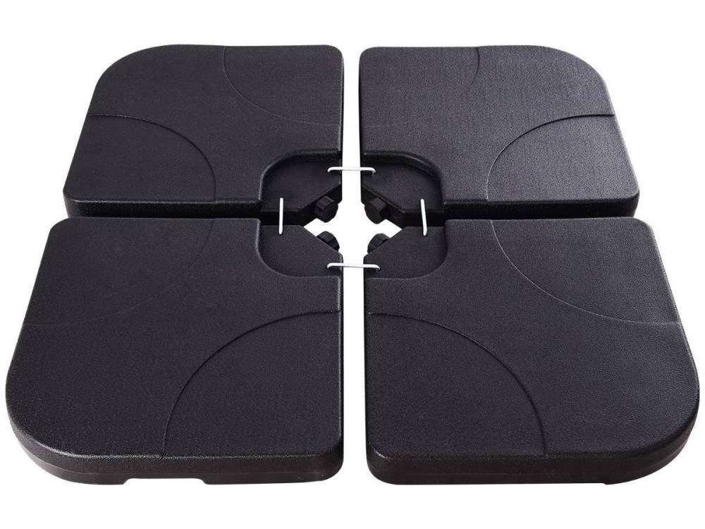 Parasolvoet set 4 parasoltegels vulbaar voor parasols tot 3 x 3 m - 52 liter - Zwart