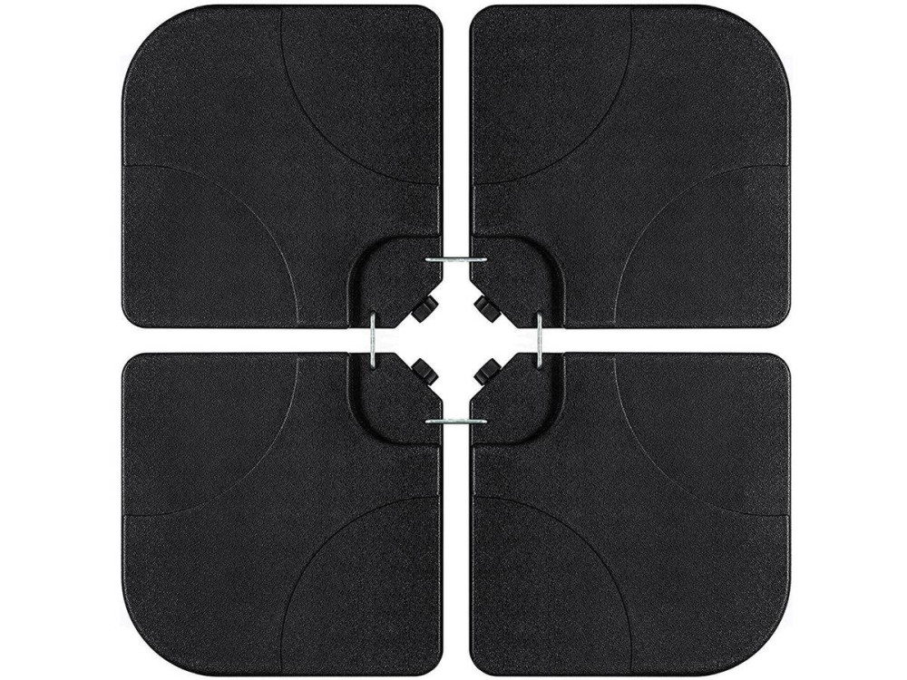 Parasolvoet set 4 parasoltegels vulbaar voor parasols tot 3 x 3 m - 52 liter - Zwart
