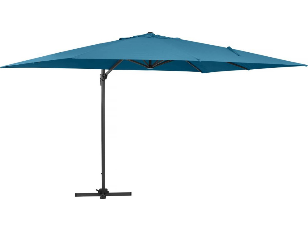 Parasol vrijhangend tuin zweefparasol Aluminium "Sun 4" - Rechthoekig - 3 x 4 m - Blauw + beschermhoes parasol