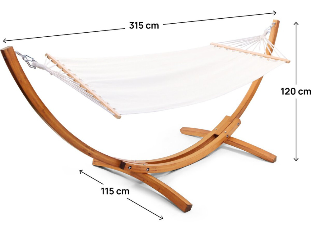 Hangmat met houten onderstel katoenen doek "Dallas" - 3 m - Ecru