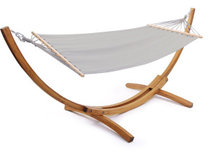 Hangmat met houten onderstel katoenen doek "Dallas" - 3 m - Grijs