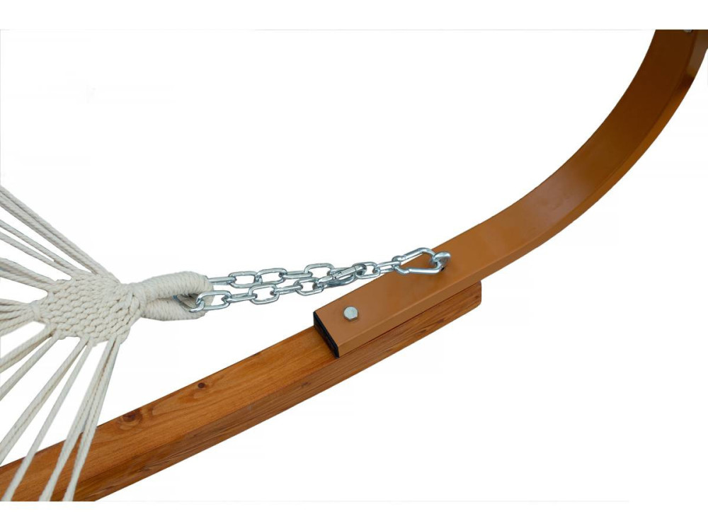 Hangmat met houten onderstel "Dallas XL"  - met katoenen doek en luifel - Ecru
