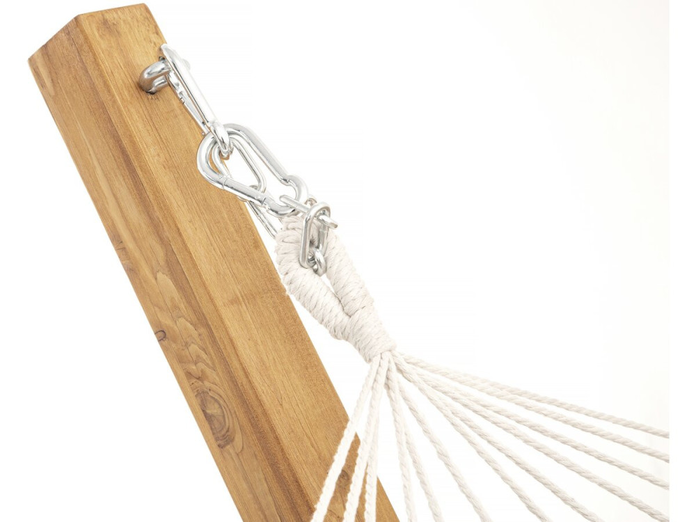 Houten hangmat met macramé stof "Dallas" - 305 x 120 x 123 cm - Wit