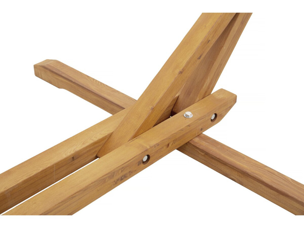 Houten hangmat met macramé stof "Dallas" - 305 x 120 x 123 cm - Wit
