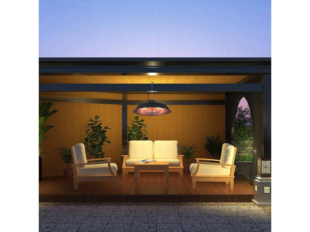 Hangende terrasverwamer elektrische heater terras - 1500W - Zwart