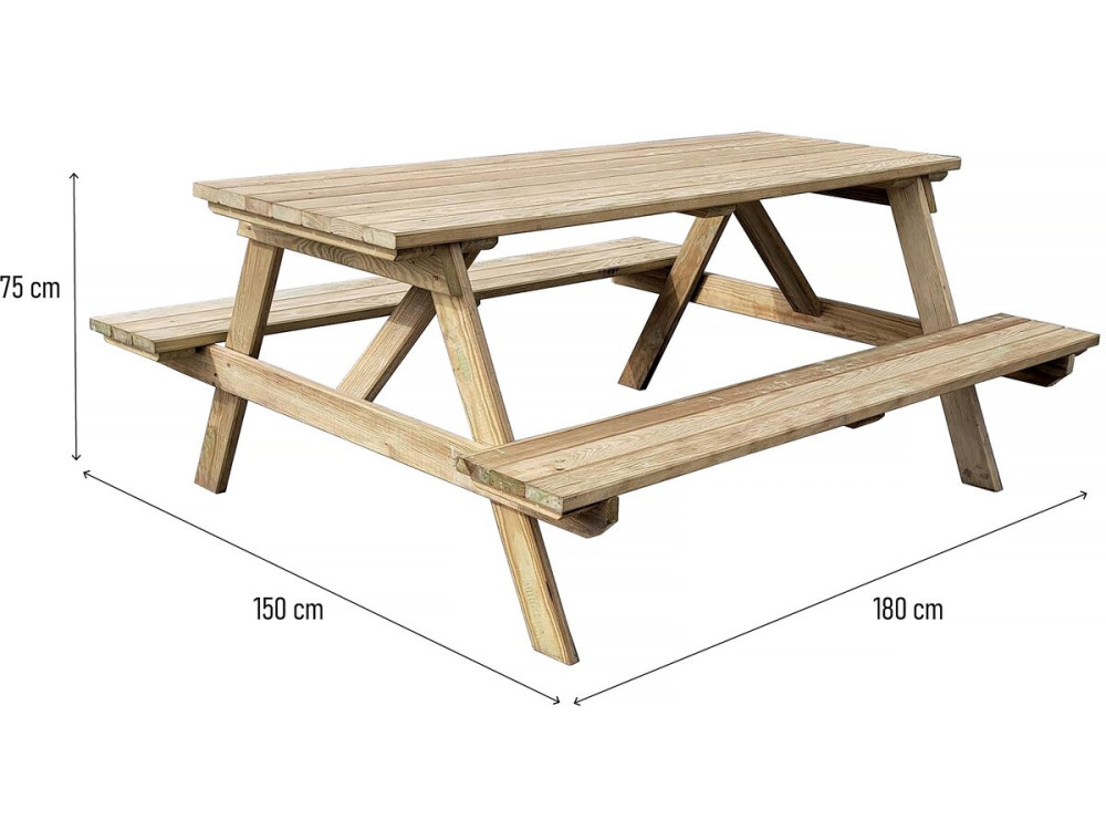 Picknicktafel tuintafel hout "Gardenia" - 180 x 150 x 75 cm - 6/8 personen