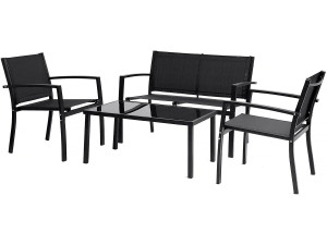 Tuinset loungeset tuinmeubelen "Lino" - 4 zits  - Zwart
