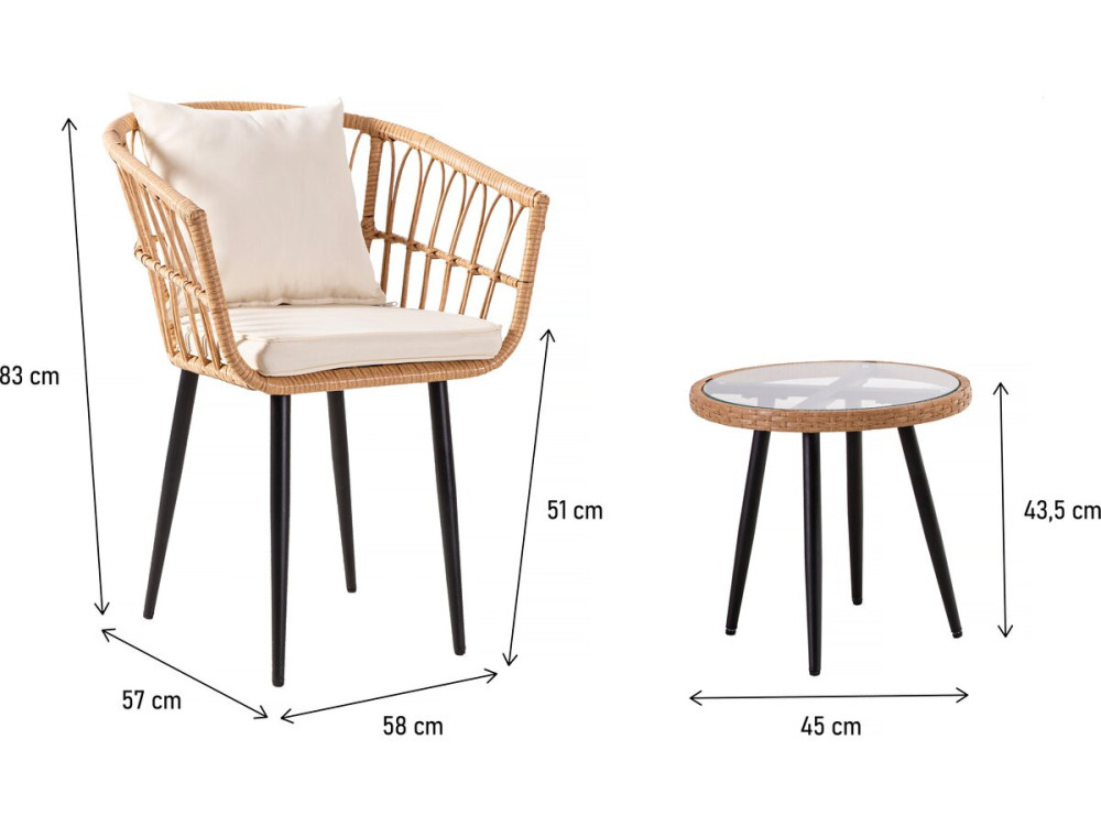 Tuinset rotan "Vela" - 2 zits - Bruin - kastanjebruin