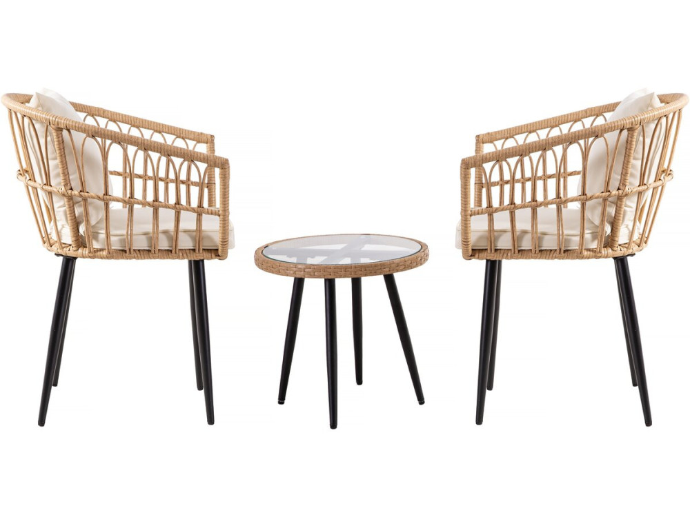 Tuinset rotan "Vela" - 2 zits - Bruin - kastanjebruin