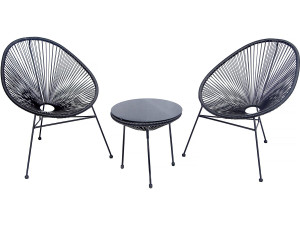 Acapulco metalen tuinmeubel "Odea" - 2 plaatsen - Zwart