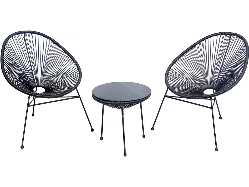 Acapulco metalen tuinmeubel "Odea" - 2 plaatsen - Zwart