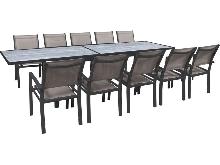 Lagos" uitschuifbare dining tuinset - 200/320 x 105 x 76 cm - Taupe - 10 zitplaatsen