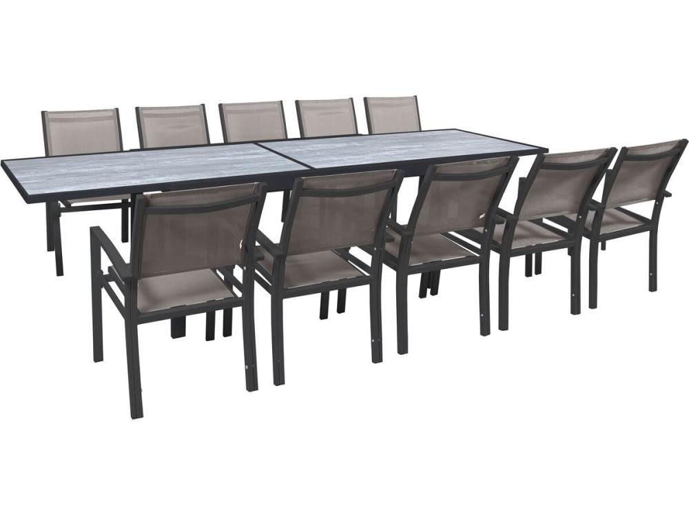 Lagos" uitschuifbare dining tuinset - 200/320 x 105 x 76 cm - Taupe - 10 zitplaatsen