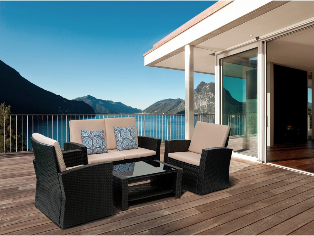 Terrasmeubelset "Ilana" - 4-delig - Wicker - Zwart