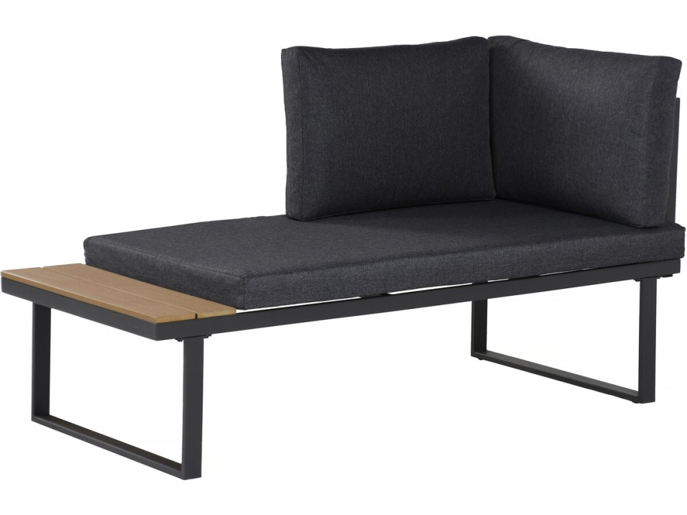 Tuinmeubelset, imitatiehouten hoekbank "Liora" - 4 zits - Grijs
