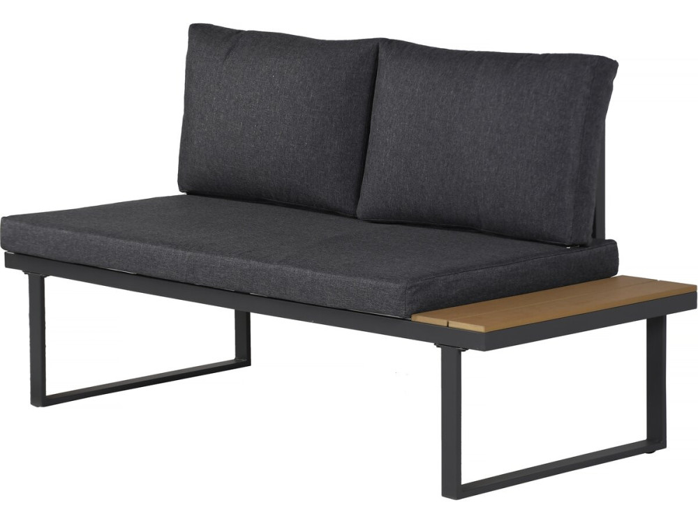Tuinmeubelset, imitatiehouten hoekbank "Liora" - 4 zits - Grijs