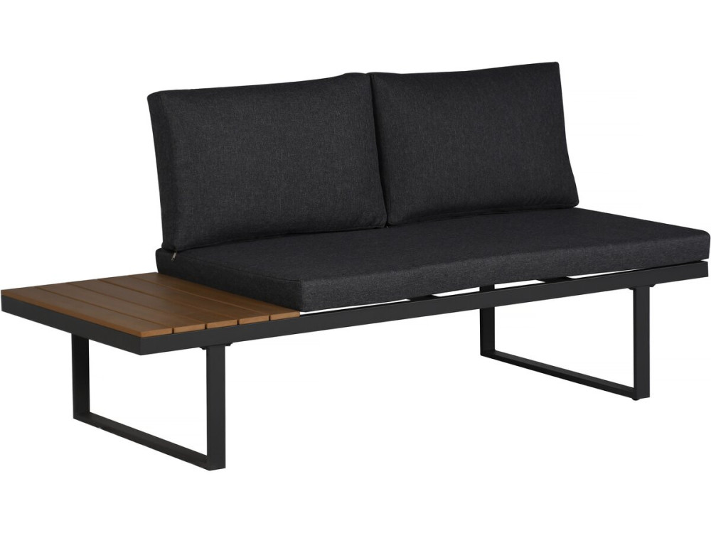 Tuinmeubelset "Sylva" modulaire hoekbank, afwerking imitatiehout - 4 zits - Grijs