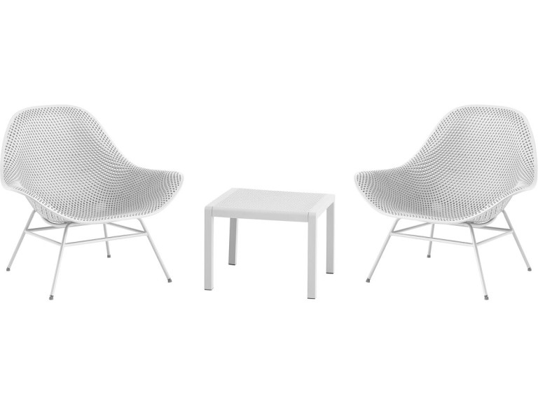 Set van 2 "Soléna" tuinfauteuils met salontafel - Wit