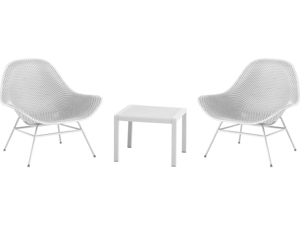 Set van 2 "Soléna" tuinfauteuils met salontafel - Wit