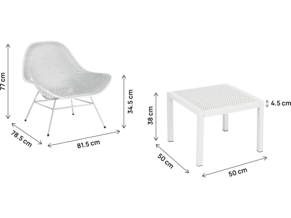 Set van 2 "Soléna" tuinfauteuils met salontafel - Wit