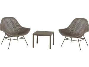 Set van 2 "Soléna" tuinfauteuils met salontafel - Taupe