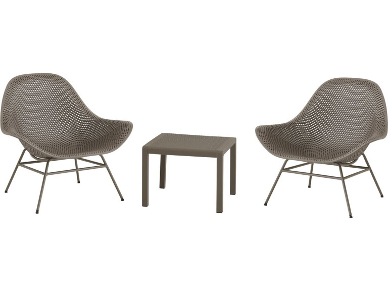 Set van 2 "Soléna" tuinfauteuils met salontafel - Taupe