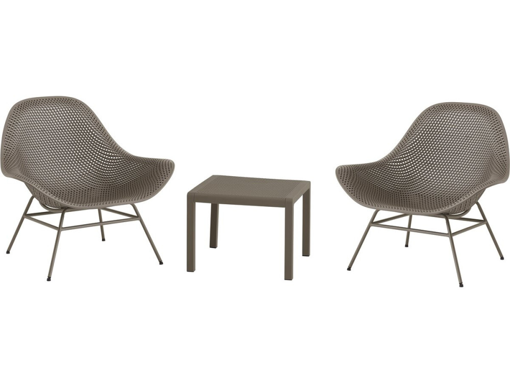 Set van 2 "Soléna" tuinfauteuils met salontafel - Taupe