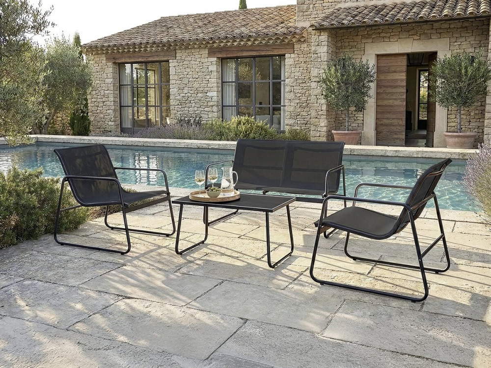 Metalen tuinset "Fortaleza" - 4 zits - Zwart