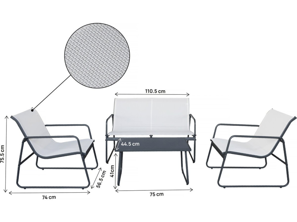 Metalen tuinset "Fortaleza" - 4 zits - Beige